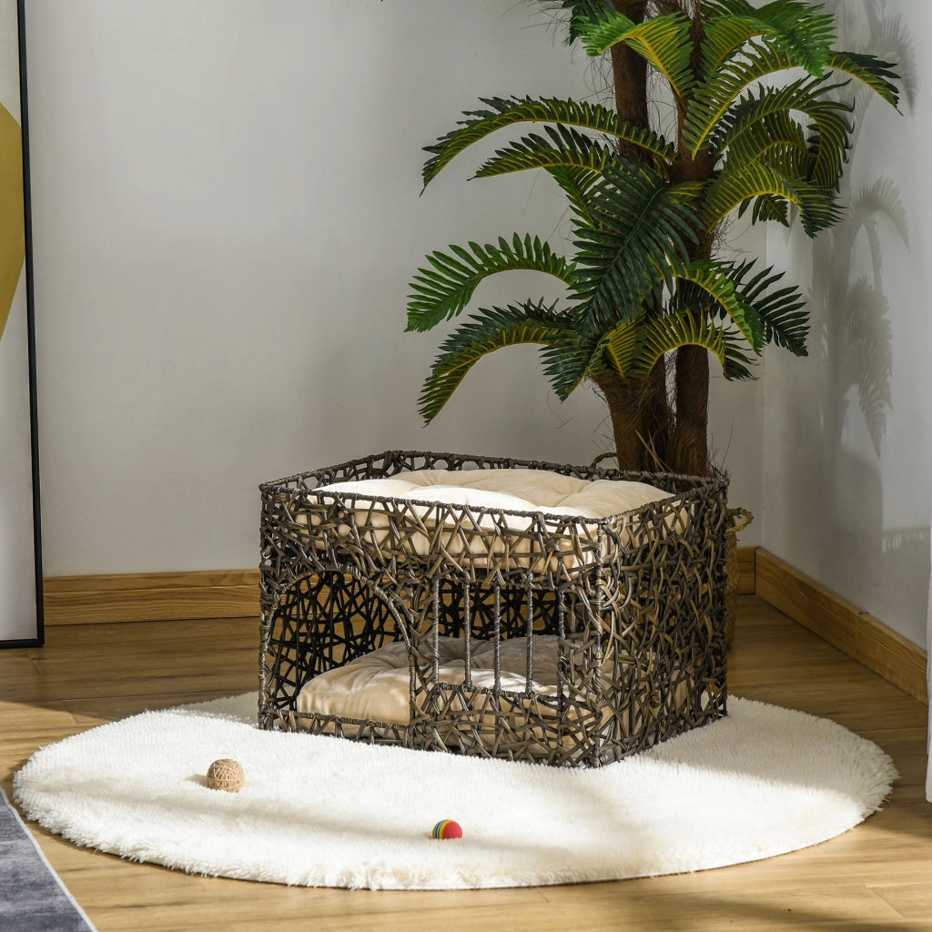 Letto per gatti con cuscini ¨C zephmum ¨C marrone 56x41x45 cm