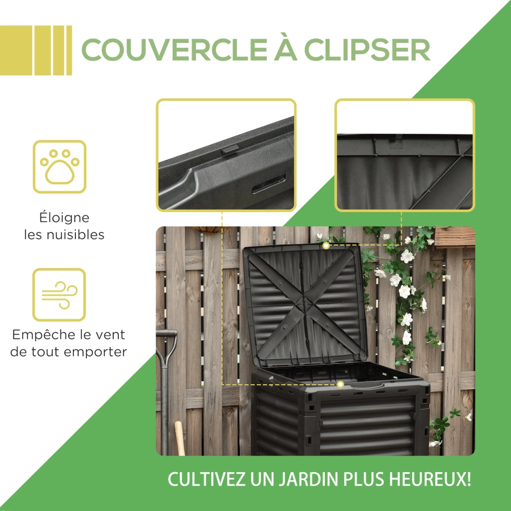 Compostiera Giardino 300L ¨C Minimal ¨C Polipropilene 60,5x60,5x81,5 cm Nero