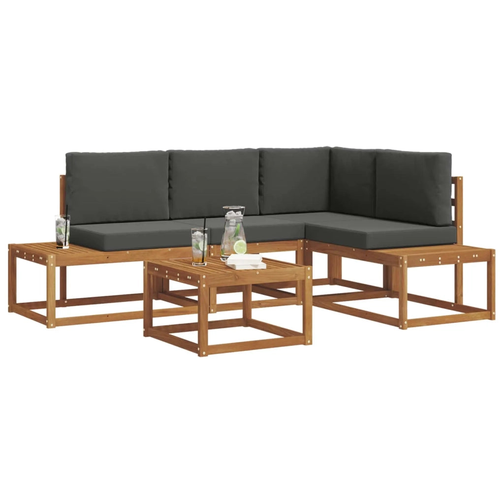 Set di divani da esterno-Sofa da giardino 5 Pezzo Naturale e Antracite