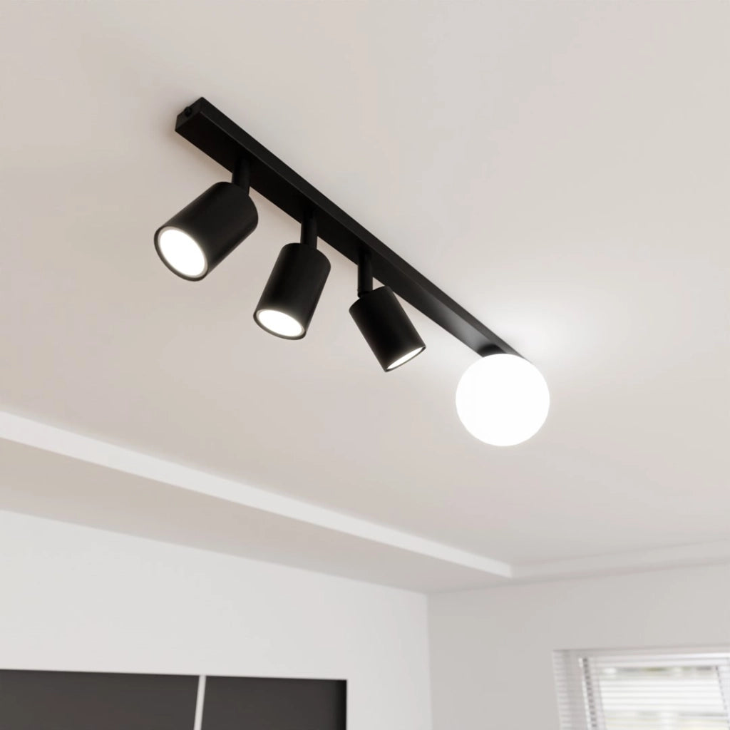 Plafoniera Emibig Baster nera 70 cm 4 luci GU10/E14