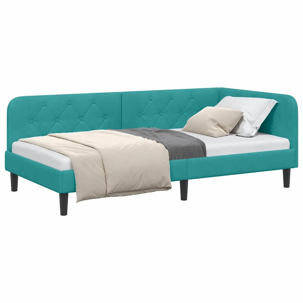 Cornice del letto ad angolo Turchese 90 x 200 cm Velluto 42016614