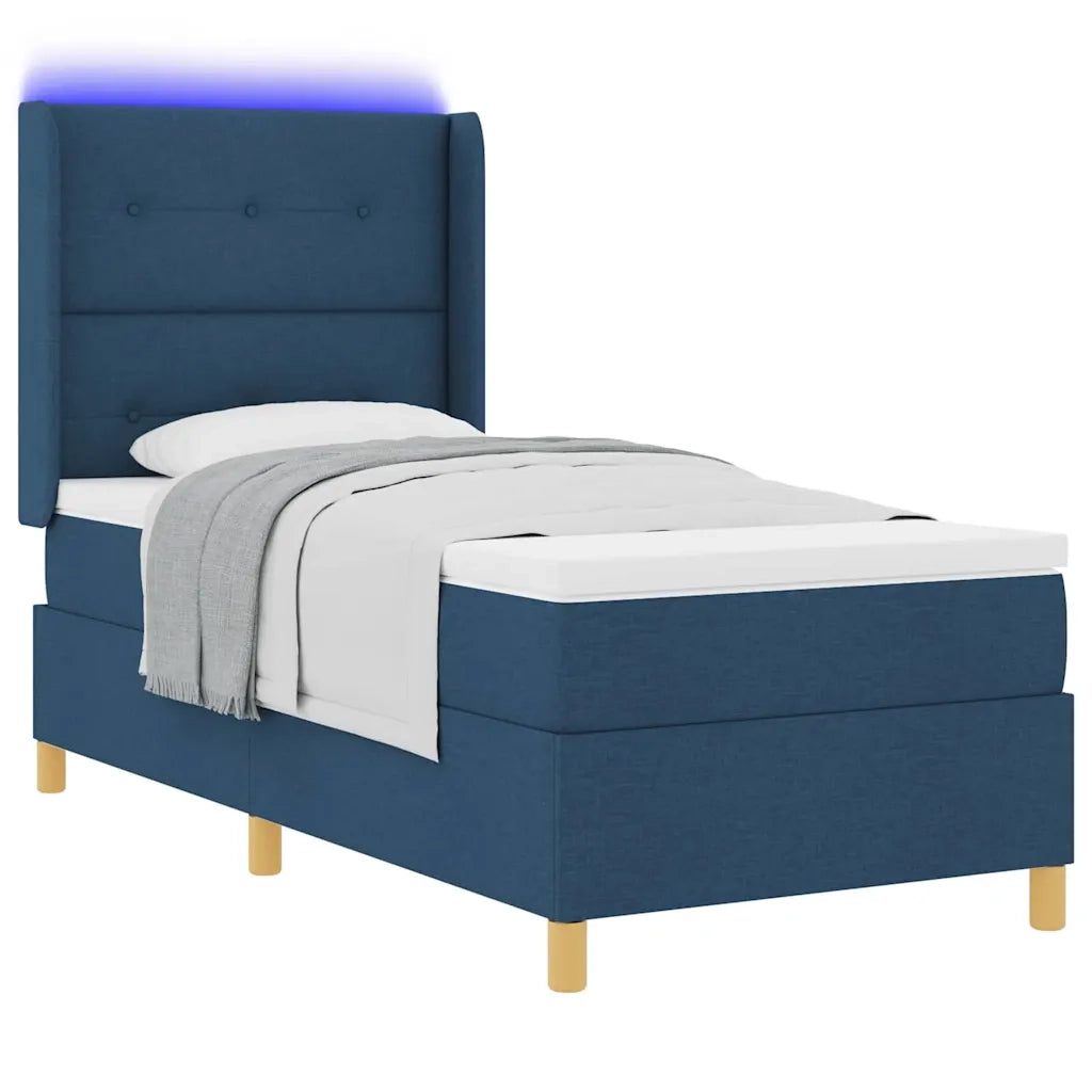 Letto a molle con materasso Blu 140 x 200 cm Tessuto