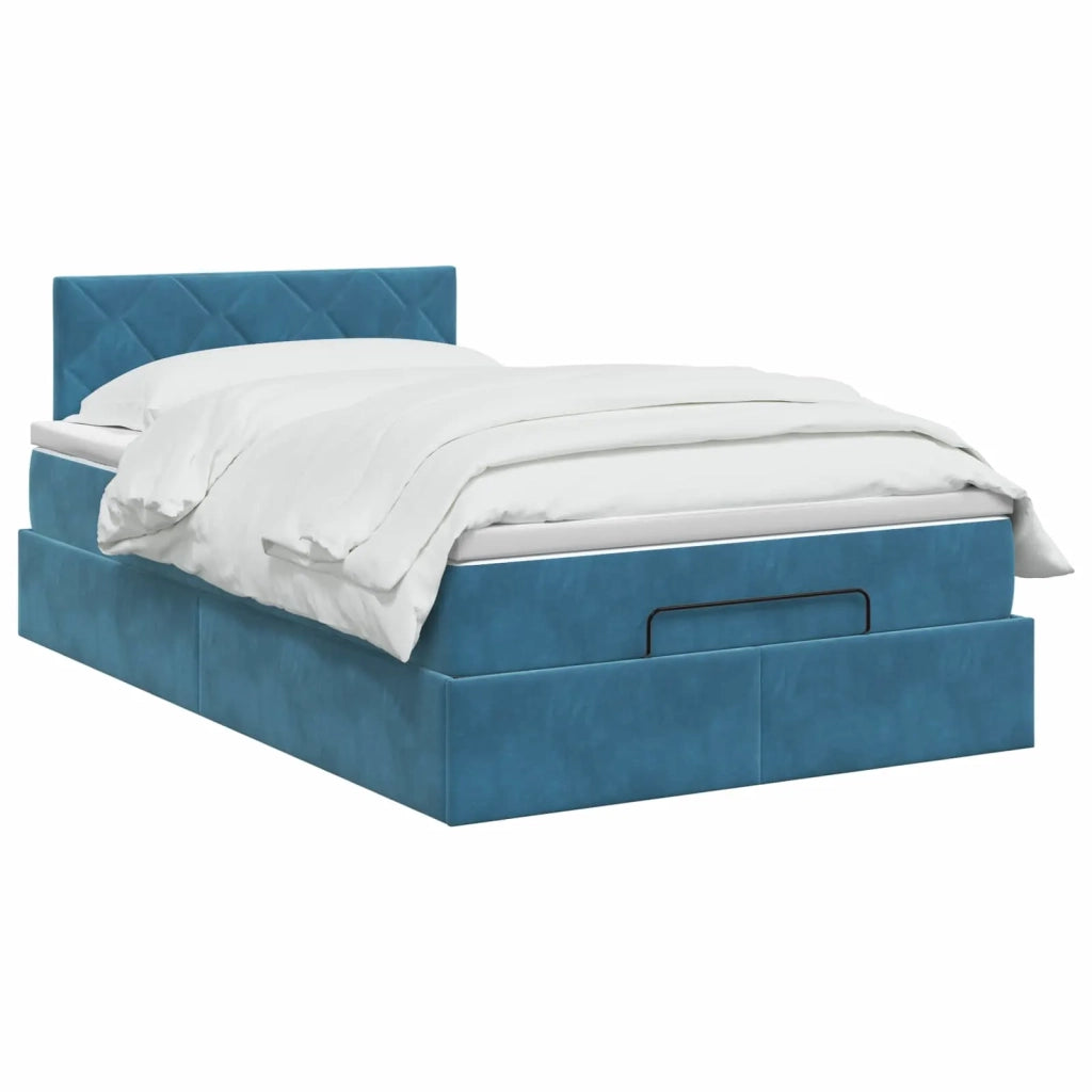 Letto Ottomano con Materasso e LED Blu scuro 120 x 190 cm 3457201