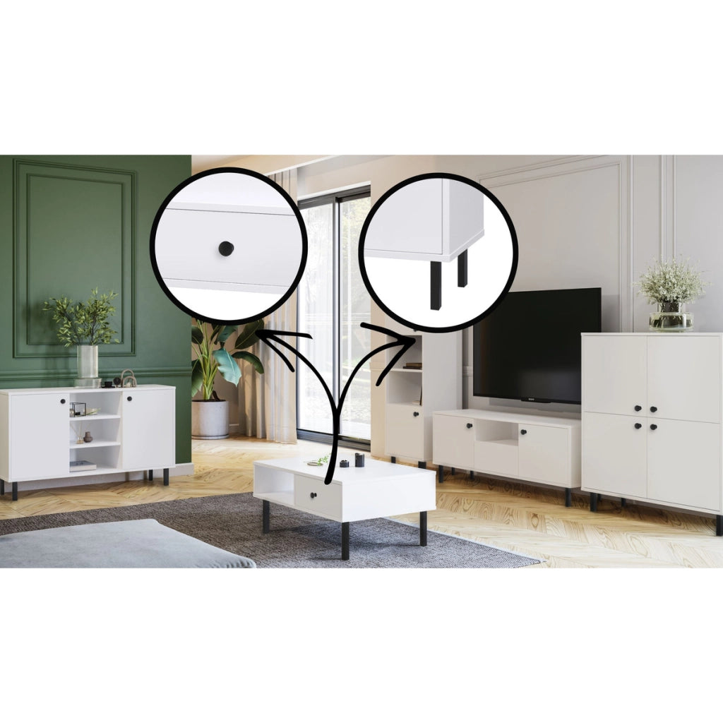 Tavolino da salotto Venus bianco con cassetto