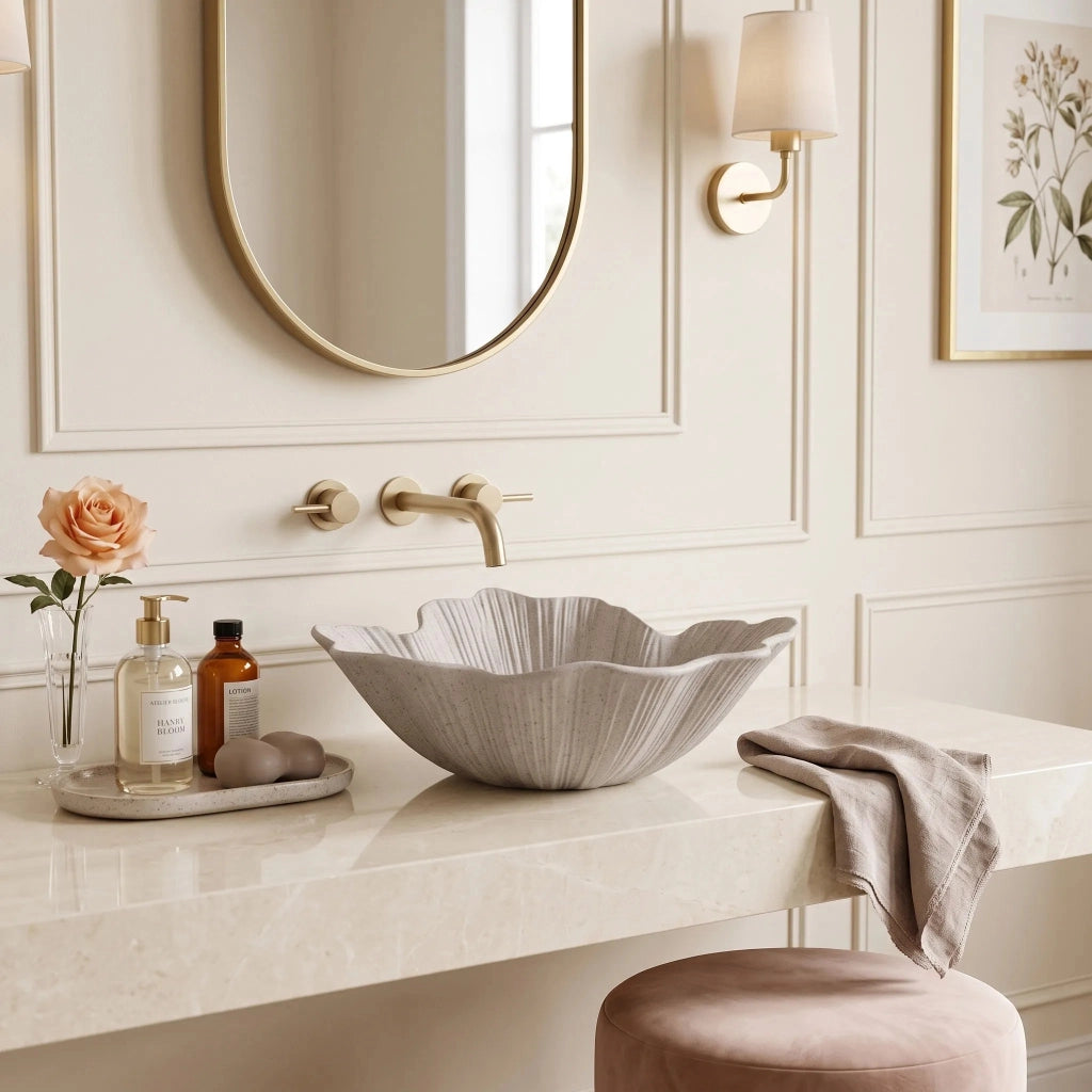 Lavabo Da Appoggio Rea Flower Beige