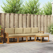 Set di divani da esterno con cuscino 5 pcs Naturale e Beige 3366256