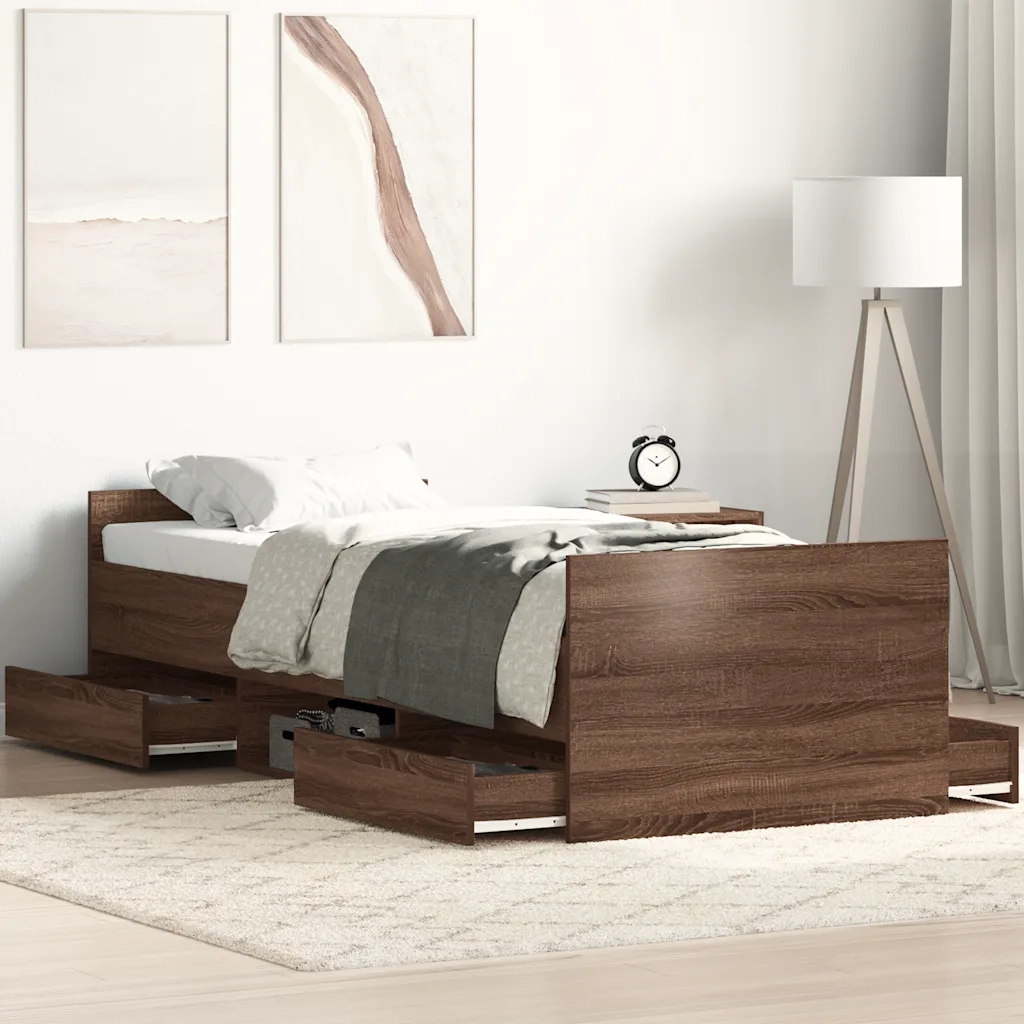 Giroletto con Testiera e Pediera Rovere Marrone 75x190 cm