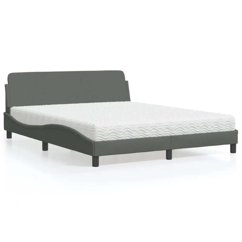 Letto con Materasso Dover Grigio Scuro 160x200 cm Tessuto