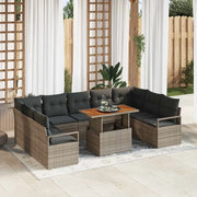 Set Divano da Giardino con cuscino 10 pcs Grigio e Marrone