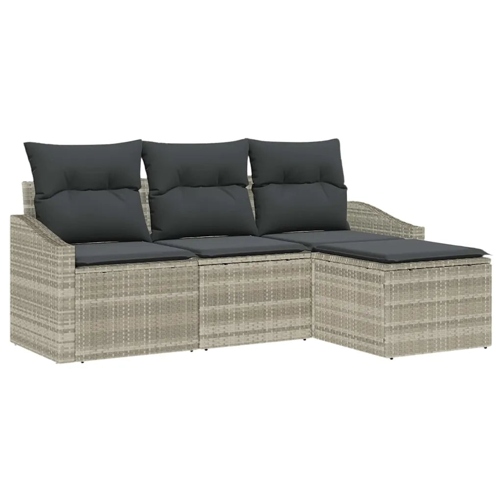 Set di divani con cuscino 4 pcs Grigio chiaro polyrattan