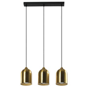 Lampada sospesa nera 46cm, 3 paralumi oro GU10 Nilo