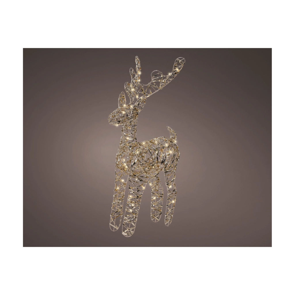 Renna Met Oro c/Luci LED bianco caldo 12x30x55cm
