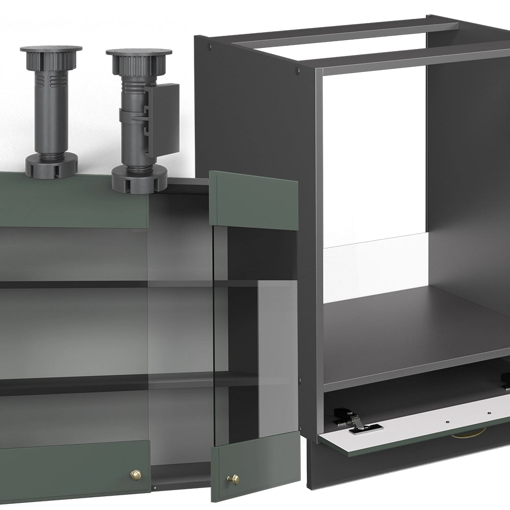 Cucina angolare completa Fame-Line Verde-oro rustico/Antracite 287 x 46 cm senza piano di lavoro Vicco