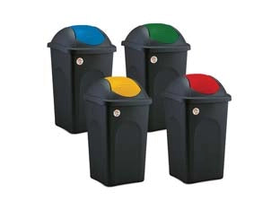 BIDONE MULTIPAT CON BASCULA LT.60  cm.39x39x68h.  nero/blu    STEFANPLAST