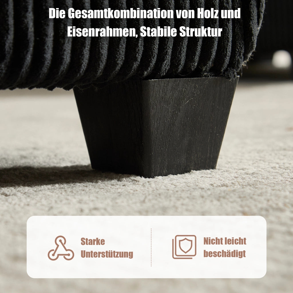 SOFA Modulare 6 posti 308 cm in tessuto corduroy nero