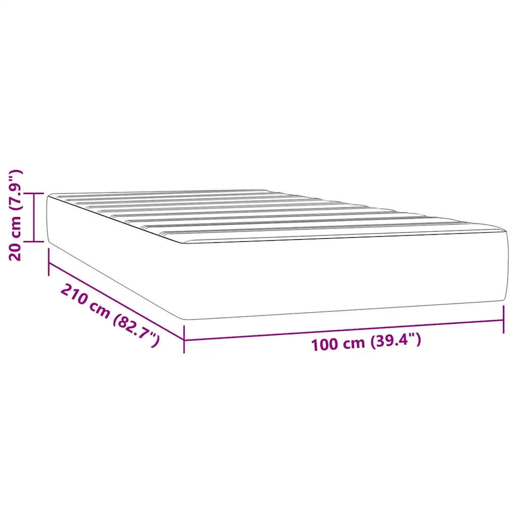 Materasso a Molle Insacchettate Rigidità Media Grigio Chiaro 100x210x20 cm in Velluto 4016570