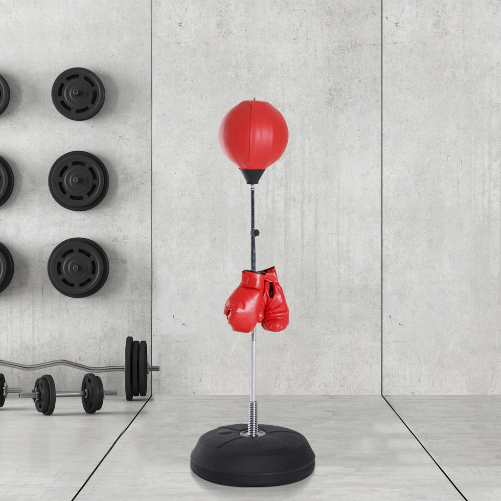 Set da Boxe con Sacco a Palla Regolabile e Guantoni ¨C Xylo ¨C Altezza 126-144cm, Rosso