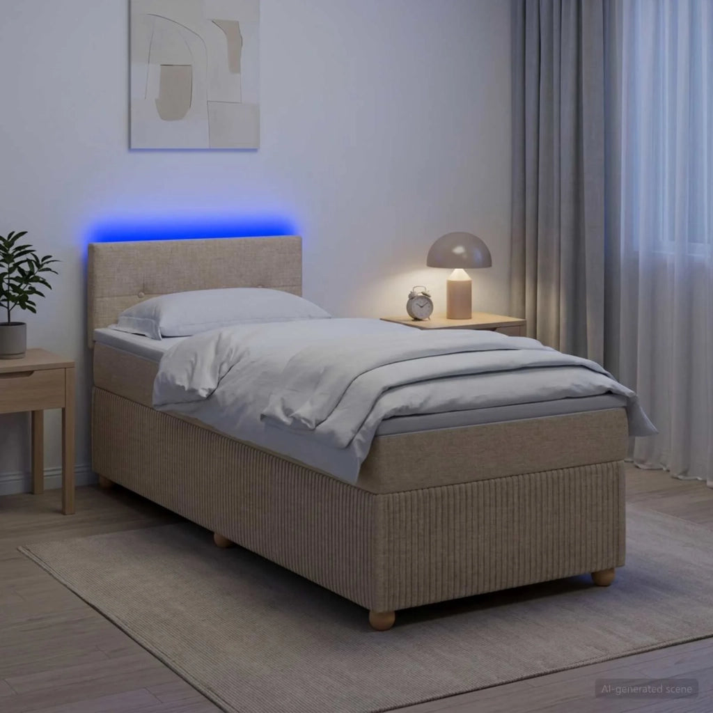 Letto box spring con materasso Crema 90 x 200 cm Tessuto 3452846