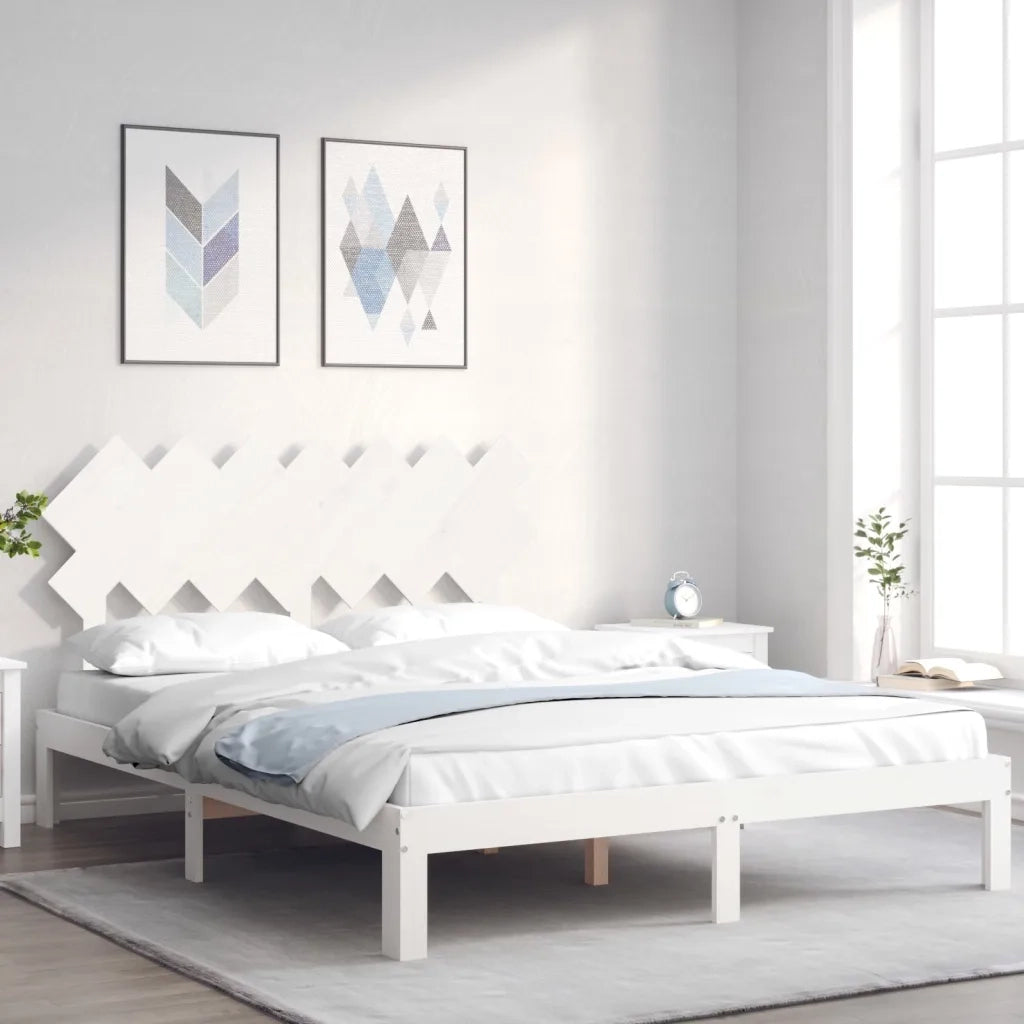 Letto senza Materasso-Struttura Letto Bianco 140x190 cm Legno Massello di Pino 244480