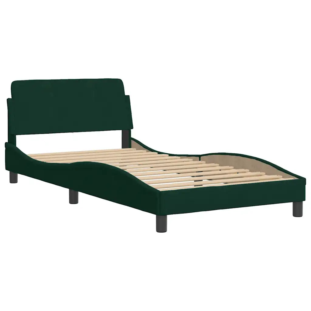 Giroletto-Struttura Letto Dover Verde Scuro 100x200 cm in Velluto