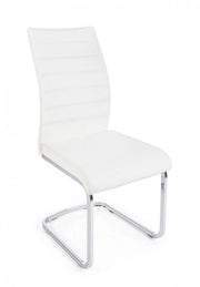 Sedia moderna imbottita in ecopelle bianco MYRA
