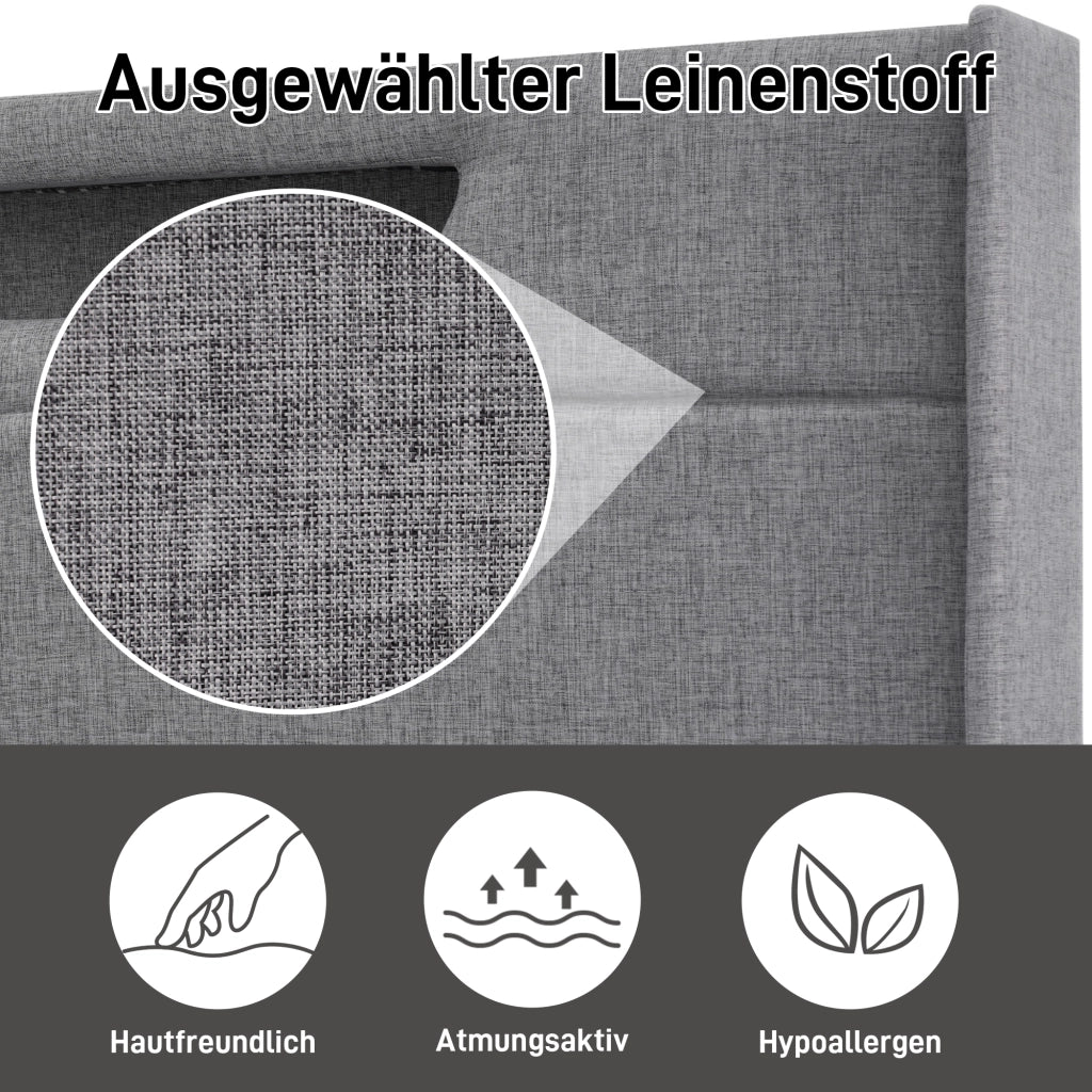 letto imbottito lino grigio 140x200 cm