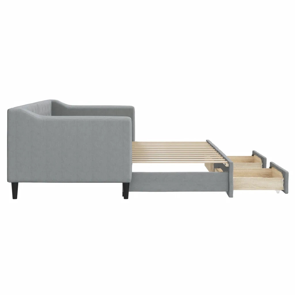 Divano letto | Sof¨¤ letto | Letto singolo Estraibile Cassetti Grigio Chiaro 80x200cm Tessuto