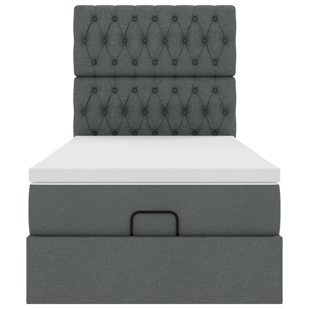 Pouf Letto con Materasso e LED Grigio Scuro 90x200 cm Tessuto 3314059