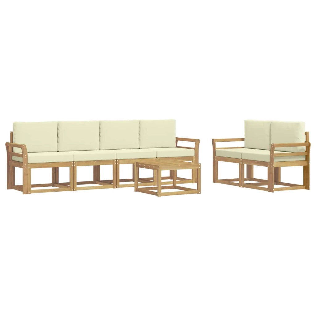Set di divani da esterno 7 pz Bianco e Crema 3387279