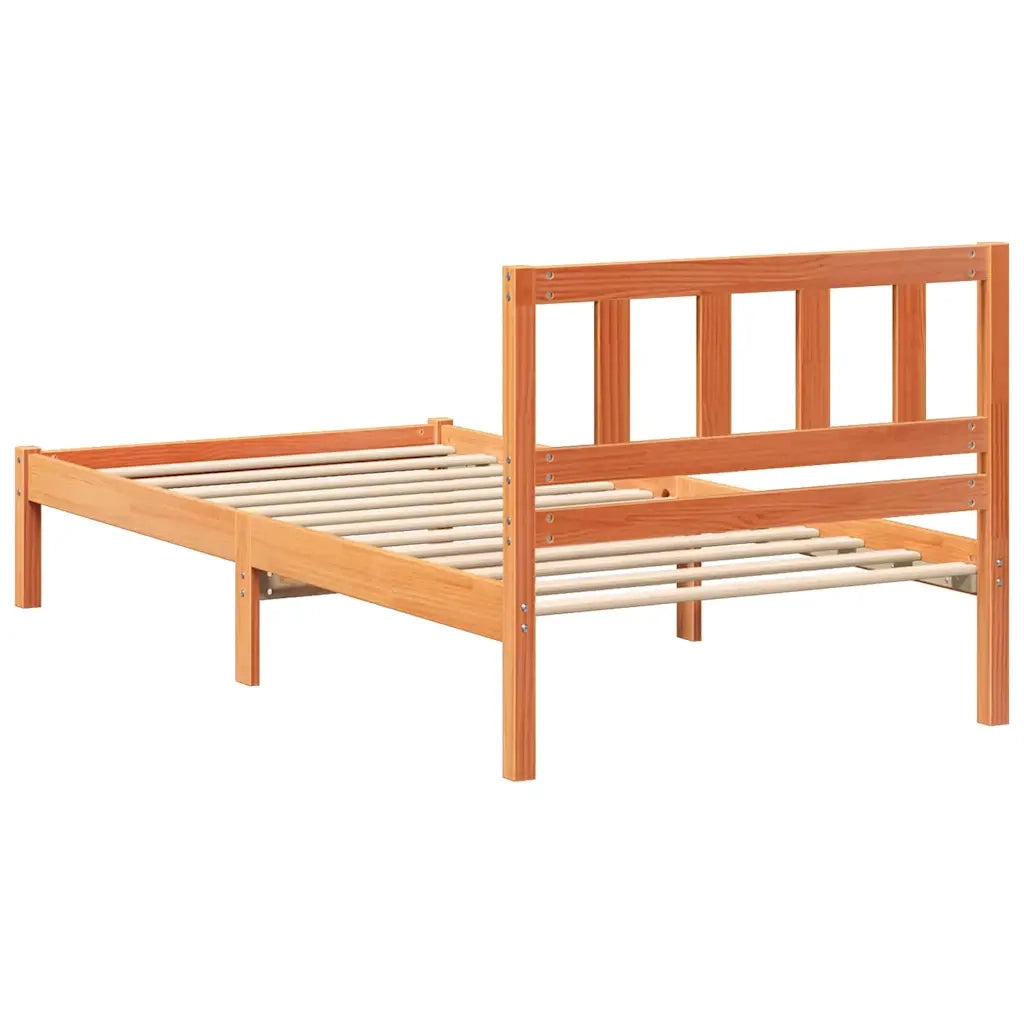 Letto singolo | Letto per adulti | Struttura del letto Marrone cerato 80 x 200 cm Pino massello