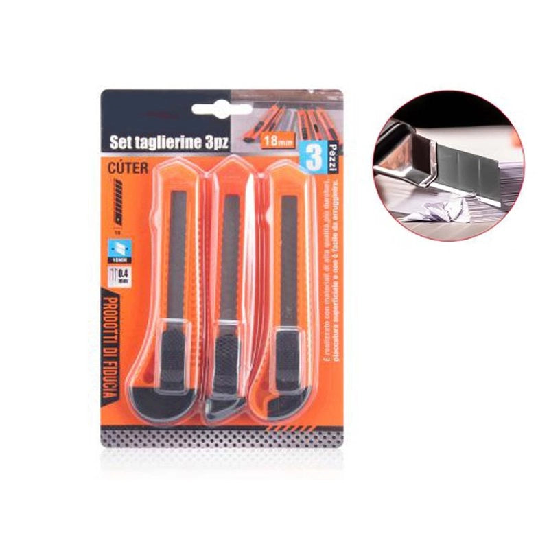 Kit 3 Taglierini Cutter 18mm Economico