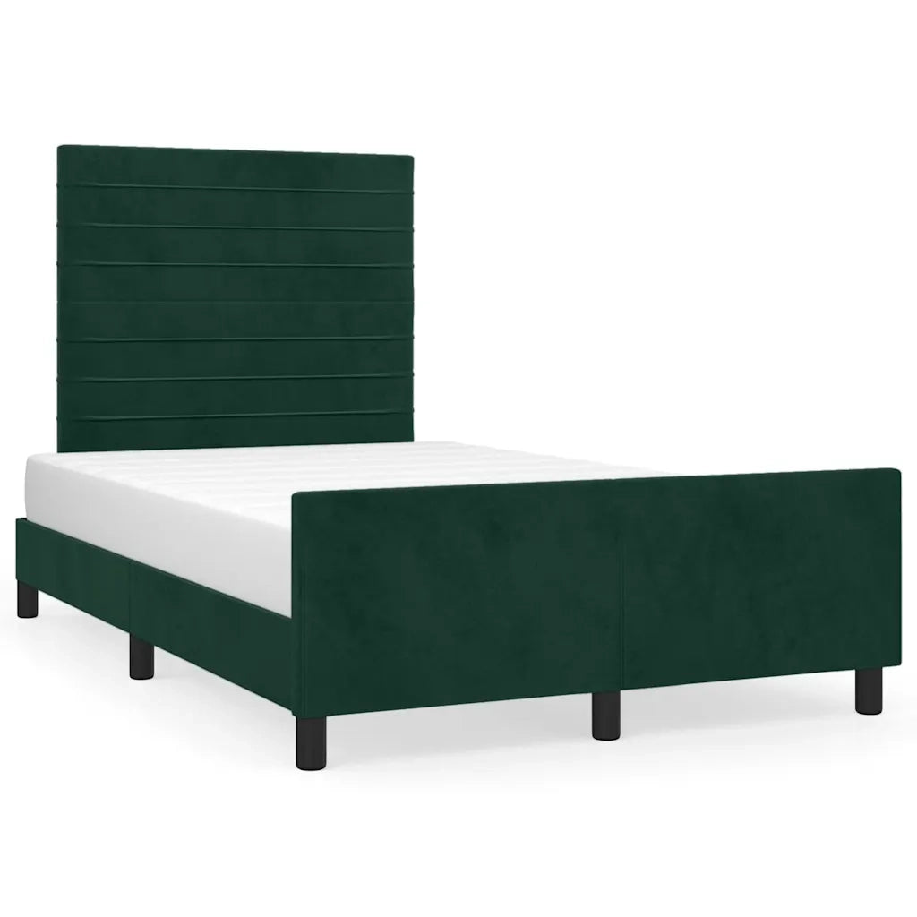 Letto matrimoniale | Letto per adulti | Giroletto senza Materasso Verde Scuro 120x190 cm Velluto