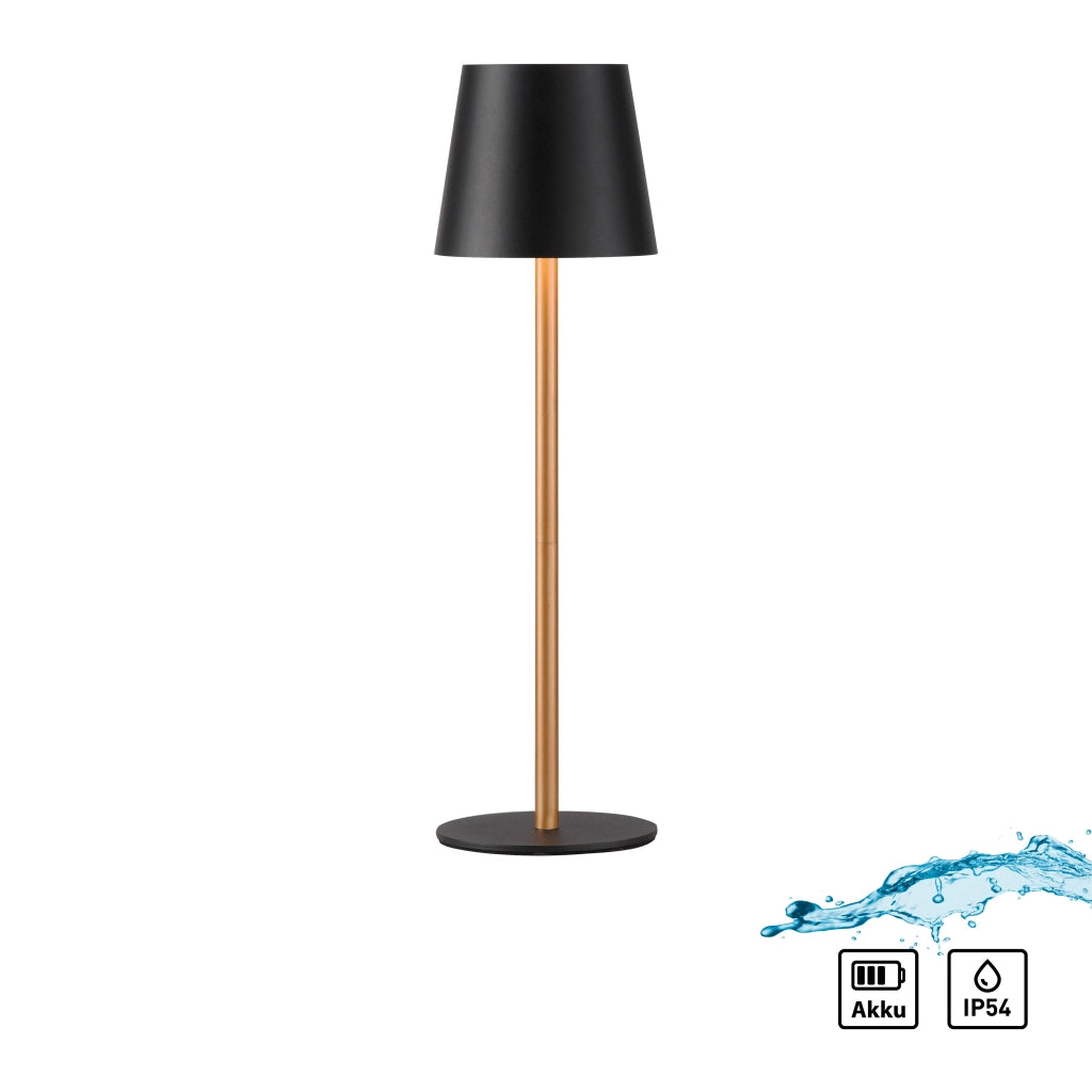 Lampada da tavolo wireless touch nero/ottone LED IP54 EURIA