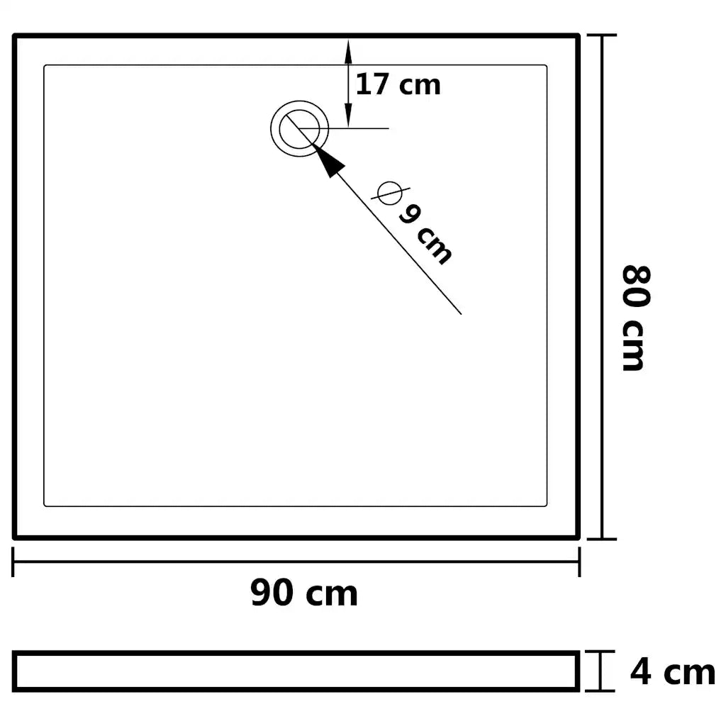 Piatto Doccia in ABS Rettangolare Bianco 80x90 cm 148908