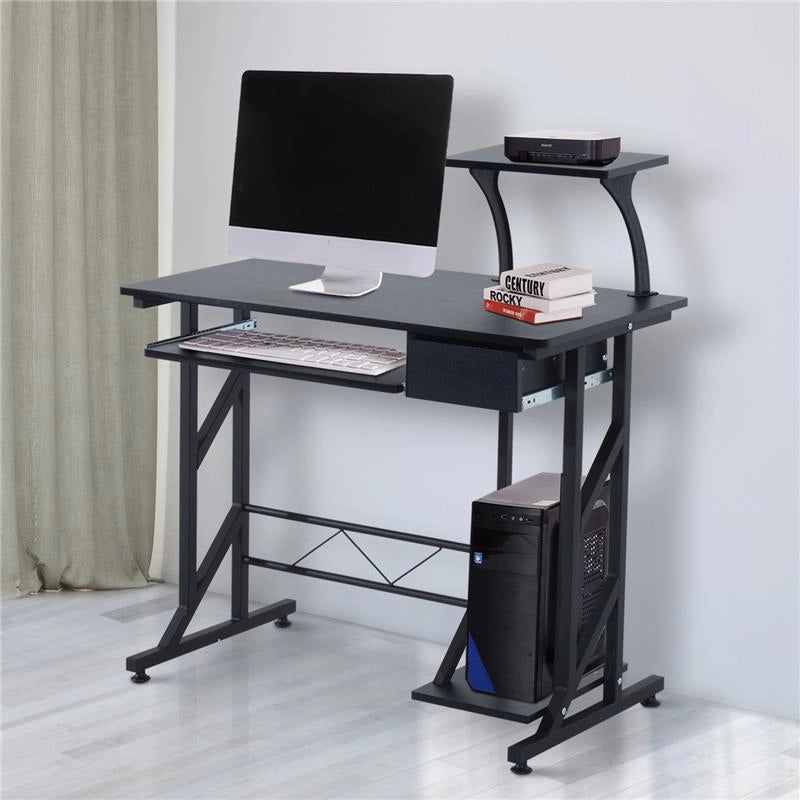 SCRIVANIA PER COMPUTER ACCIAIO E MDF CON CASSETTO E RIPIANO TASTIERA ESTRAIBILE