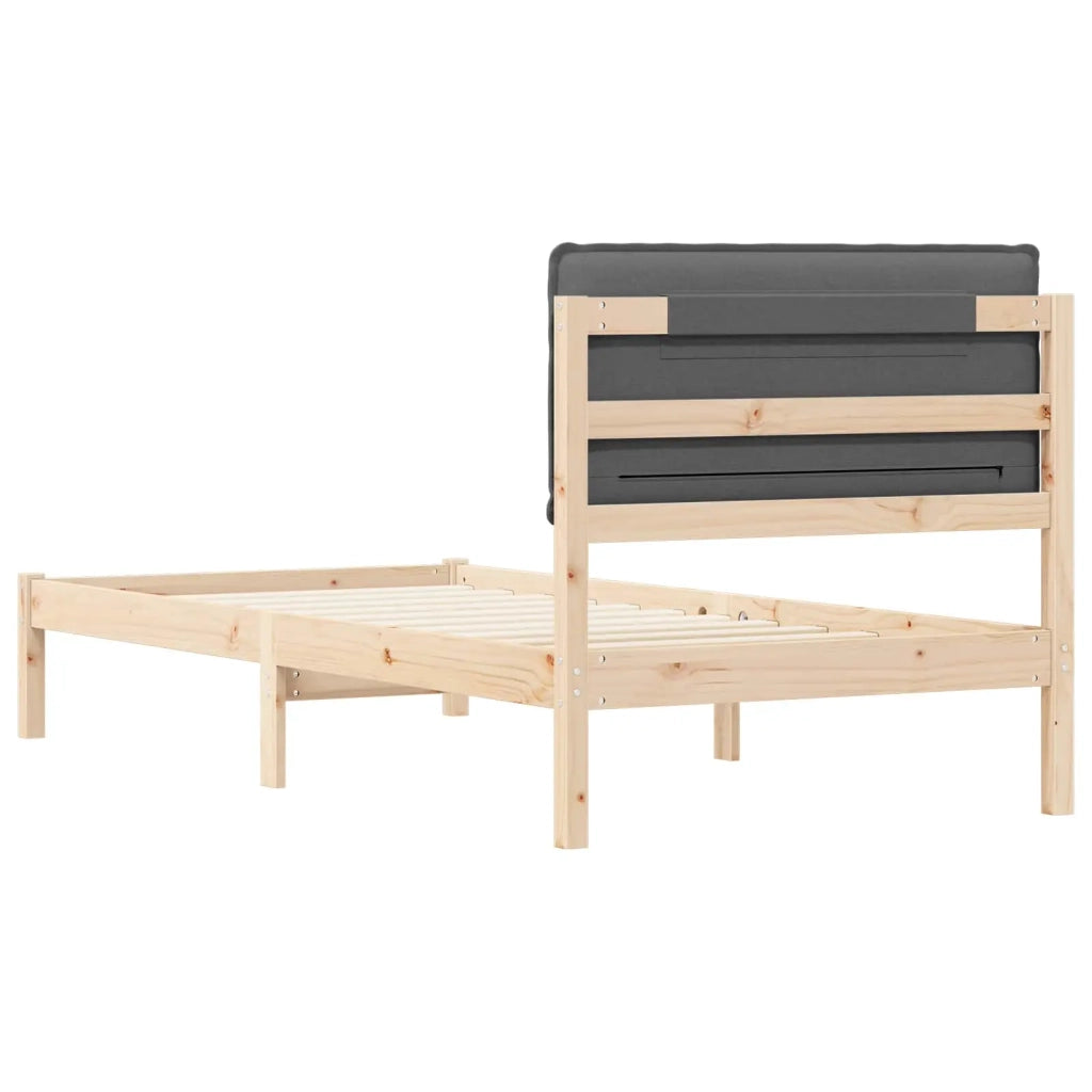 Letto con Testiera Rivestita Grigio scuro 80 x 200 cm 877870
