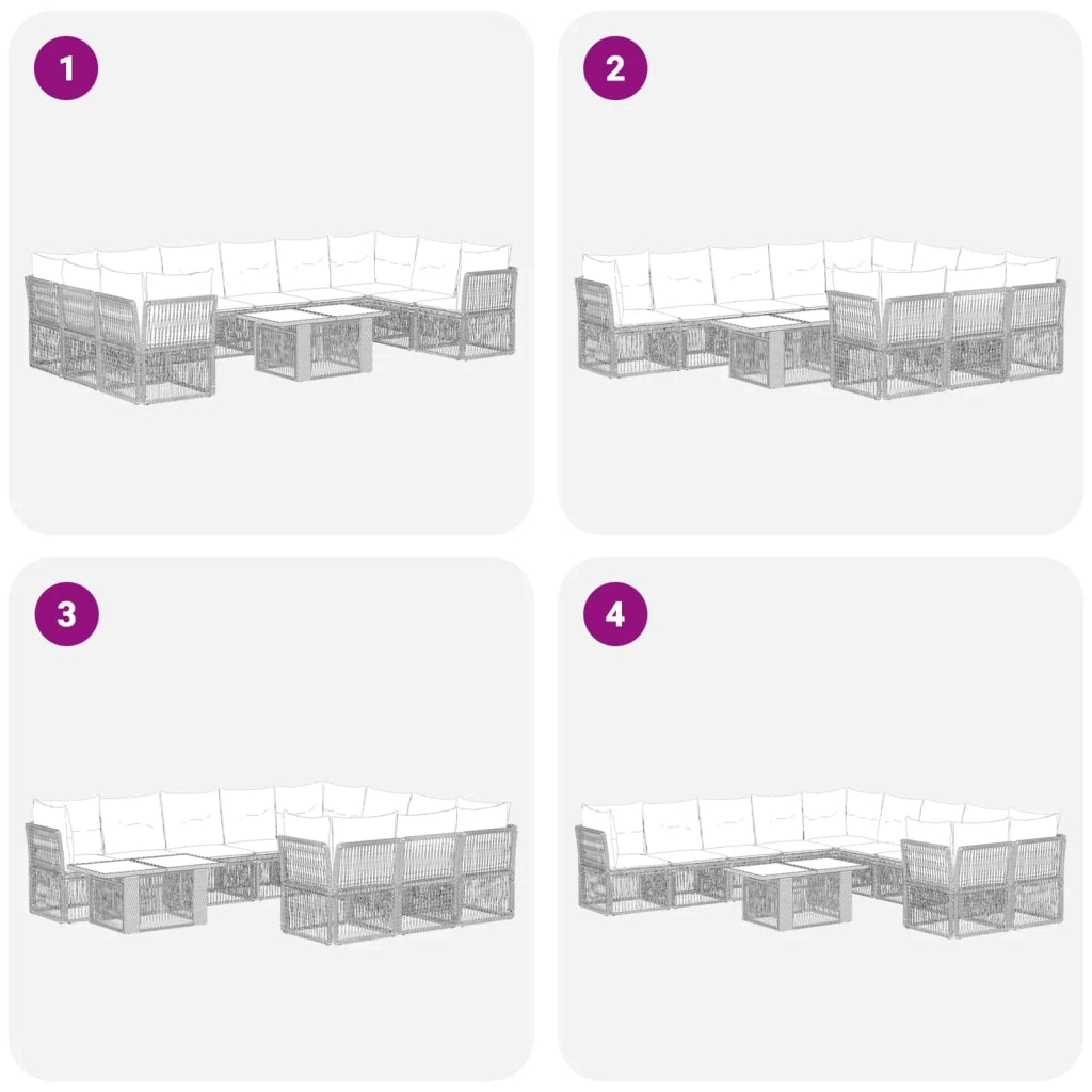 Set Divano da Giardino 11 pz Grigio polyrattan 3436526