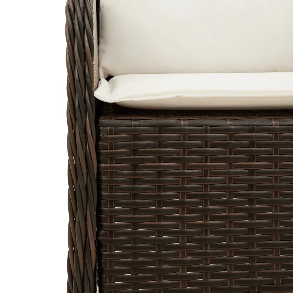 Set da Pranzo da Giardino 3pz | Set Salotto da Giardino con Cuscini in Polyrattan Marrone