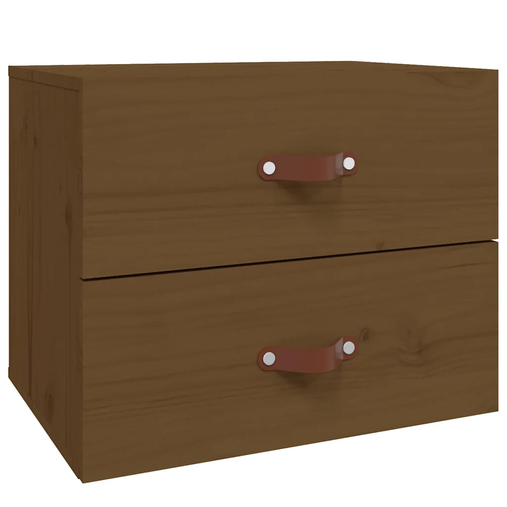 Set di 2 Comodini | Armadio da Notte | Mobiletto da notte a Muro Marrone ambra 50x36x40 cm