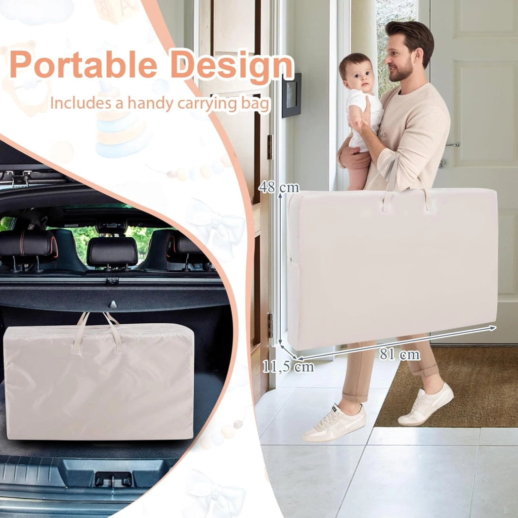 3 in 1 Culla Neonato Fianco Letto, Lettino Neonato Dondolo con Materasso, Culla Co-Sleeping Fino a 9 kg, Altezza Regolabili, 84 x 59,5 x 80,5cm (Beige)