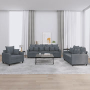 Set di Divani 3 pz con Cuscini Grigio Scuro in Velluto