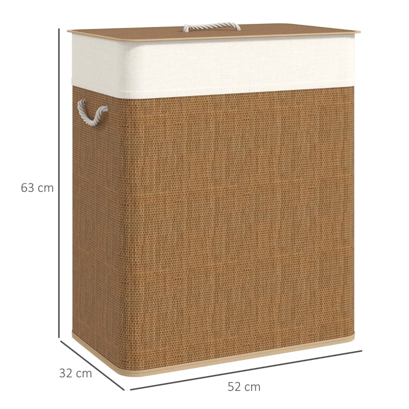 CESTO PORTABIANCHERIA 100 L 52x32x63 cm Bambù Marrone con coperchio