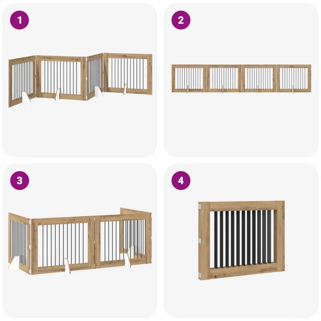 Cancello per cani pieghevole con supporti 4 pz 401 cm 892066