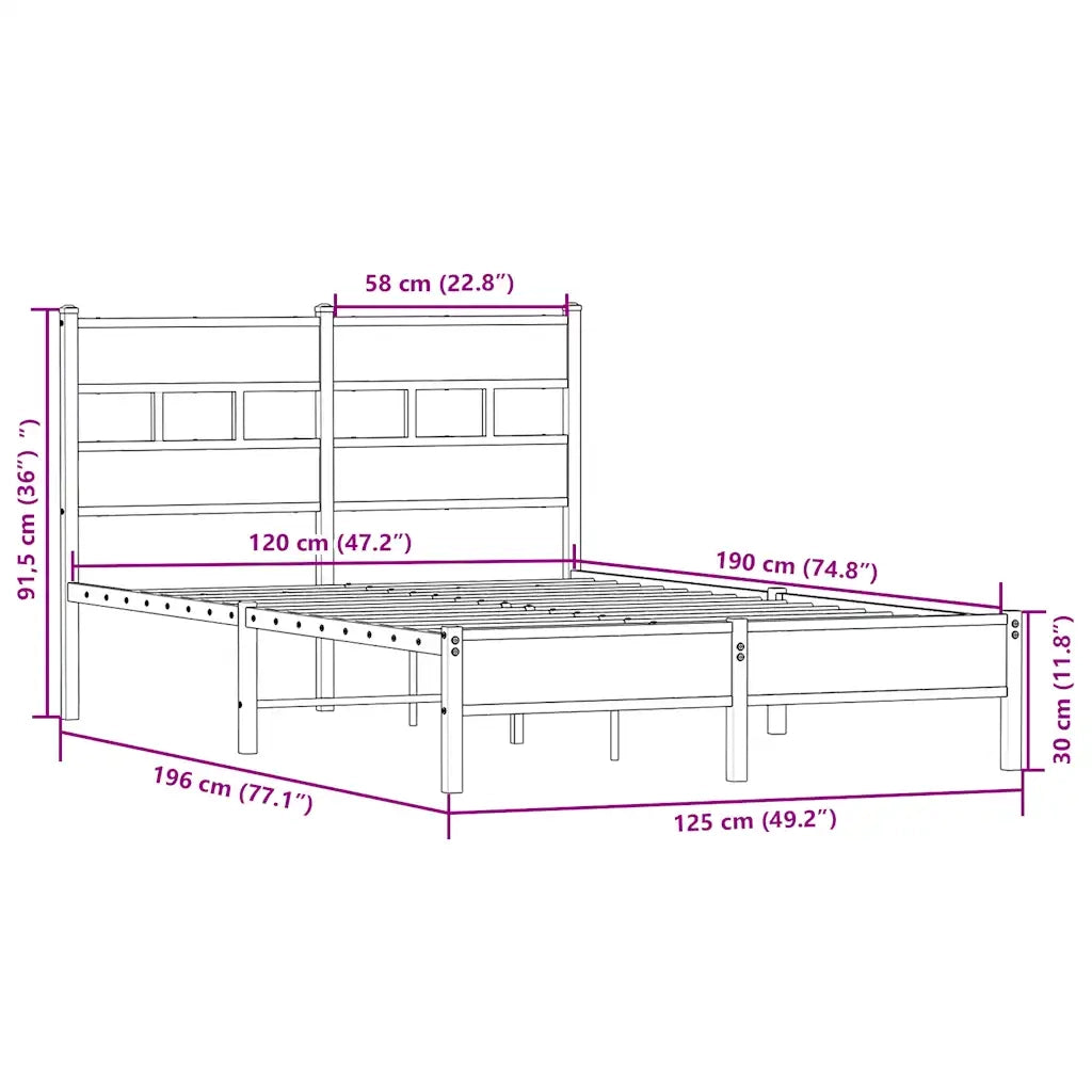 Giroletto senza Materasso-Struttura Letto Rovere Sonoma 120x190cm in Truciolato 820919