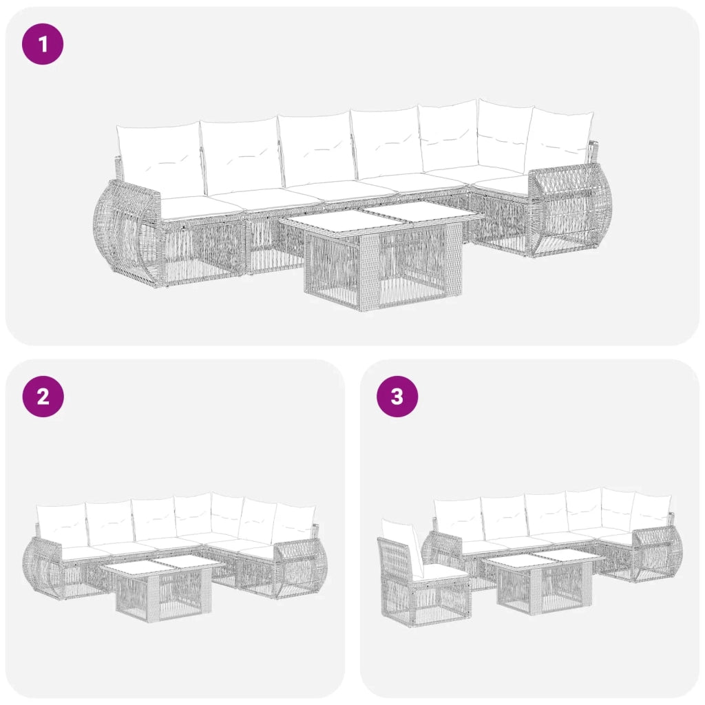 Set Divano da Giardino 7 pz Grigio e Grigio Scuro polyrattan 3436946