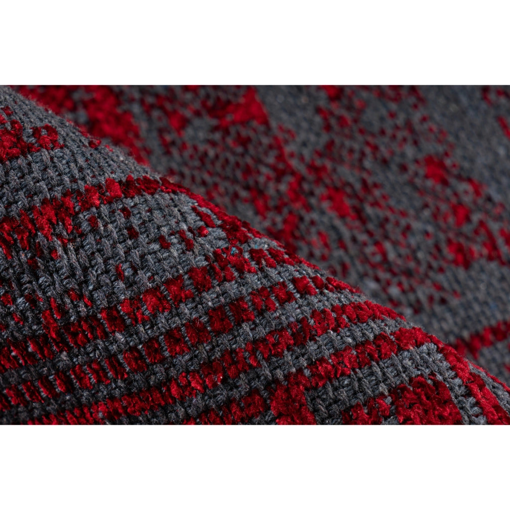 Tappeto Kalea 300 con design a rilievo rosso e grigio