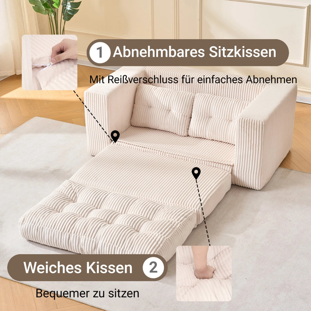 Divano Letto 2 Posti con Memory Foam ¨C Xylo ¨C Velluto a Coste, Compatto