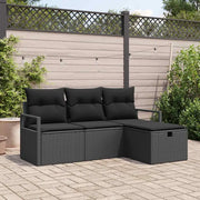 Set di divani con cuscino 4 pcs Nero polyrattan 3359152