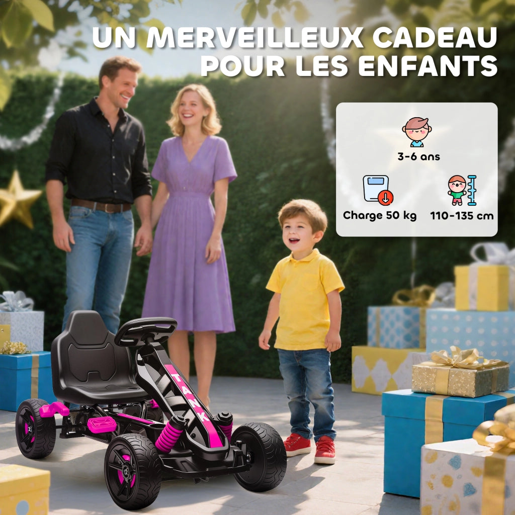 Kart a pedali per bambini ¨C zephmum ¨C rosa, 3-6 anni, ruote EVA