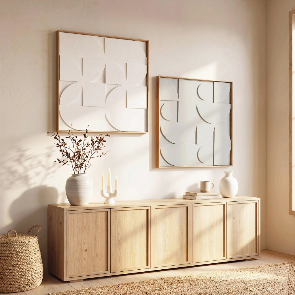 Decorazione Parete 3D Moderna ¨C Minimal ¨C Bianco 80x3.5x80 cm